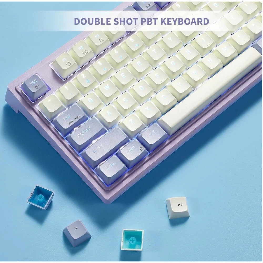 Hexgears Purple Rain M4 Mechanical Keyboard, 99 Keys•Purple/wht•Wired, Backlight